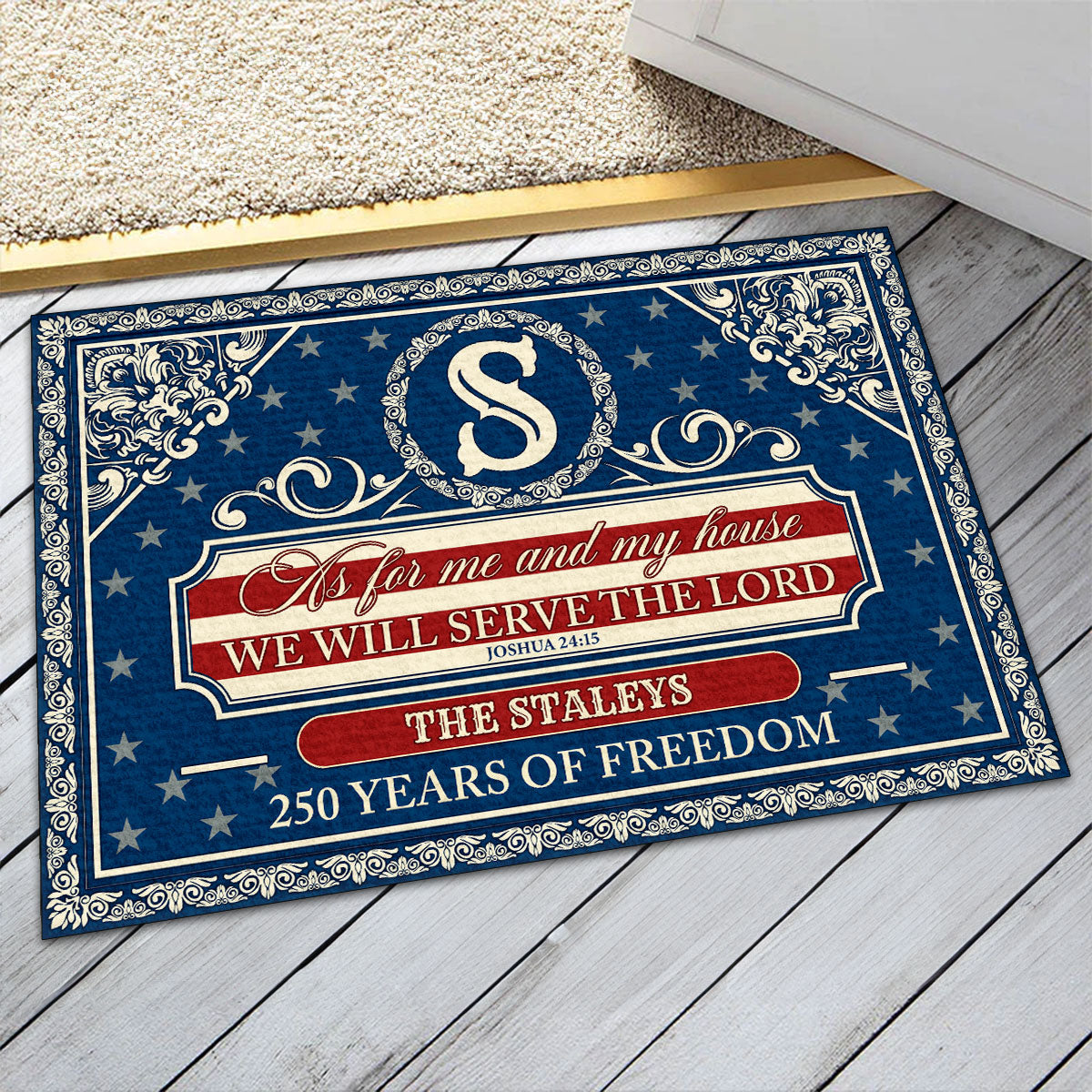 Serve The Lord - Personalized Doormat - Christian Faith GDMJS10012