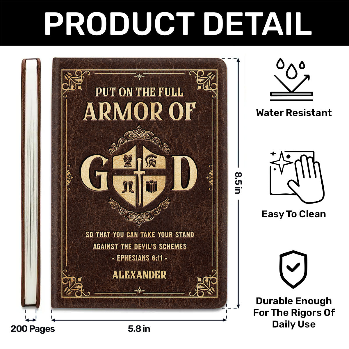 Armor Of God - Personalized Leather Prayer Journal GMJSNB200116