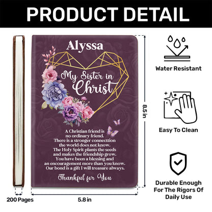 Thankful for My Sister in Christ - Personalized Leather Notebook GMJSNB200084