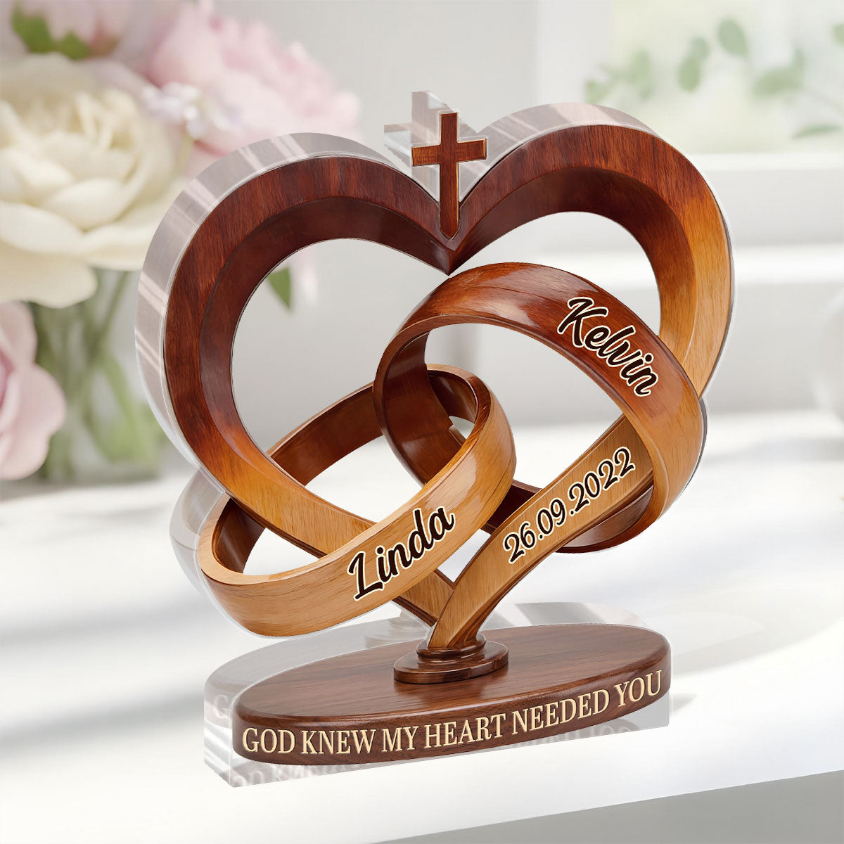 God Knew My Heart Needed You - Personalized Acrylic Plaque GAPJS10011