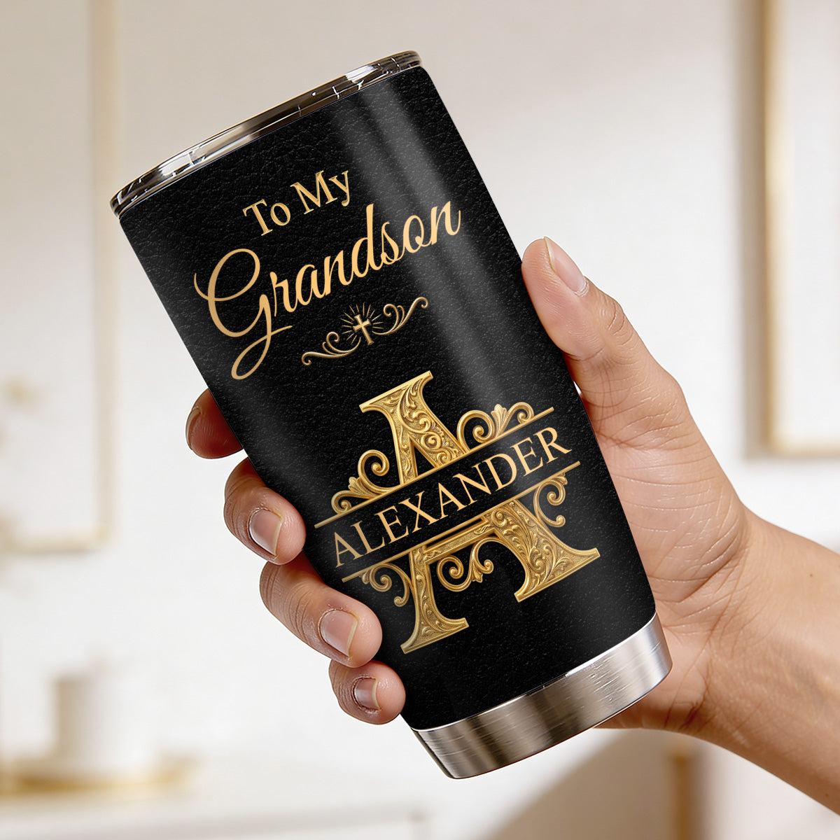 Never Forget How Much I Love You - Personalized Tumbler for Grandson