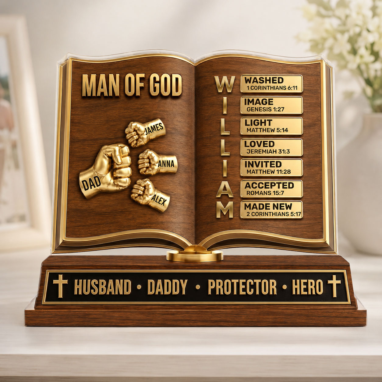 Man Of God - Personalized Acrylic Plaque - Christian Home Decor GAPJS10043