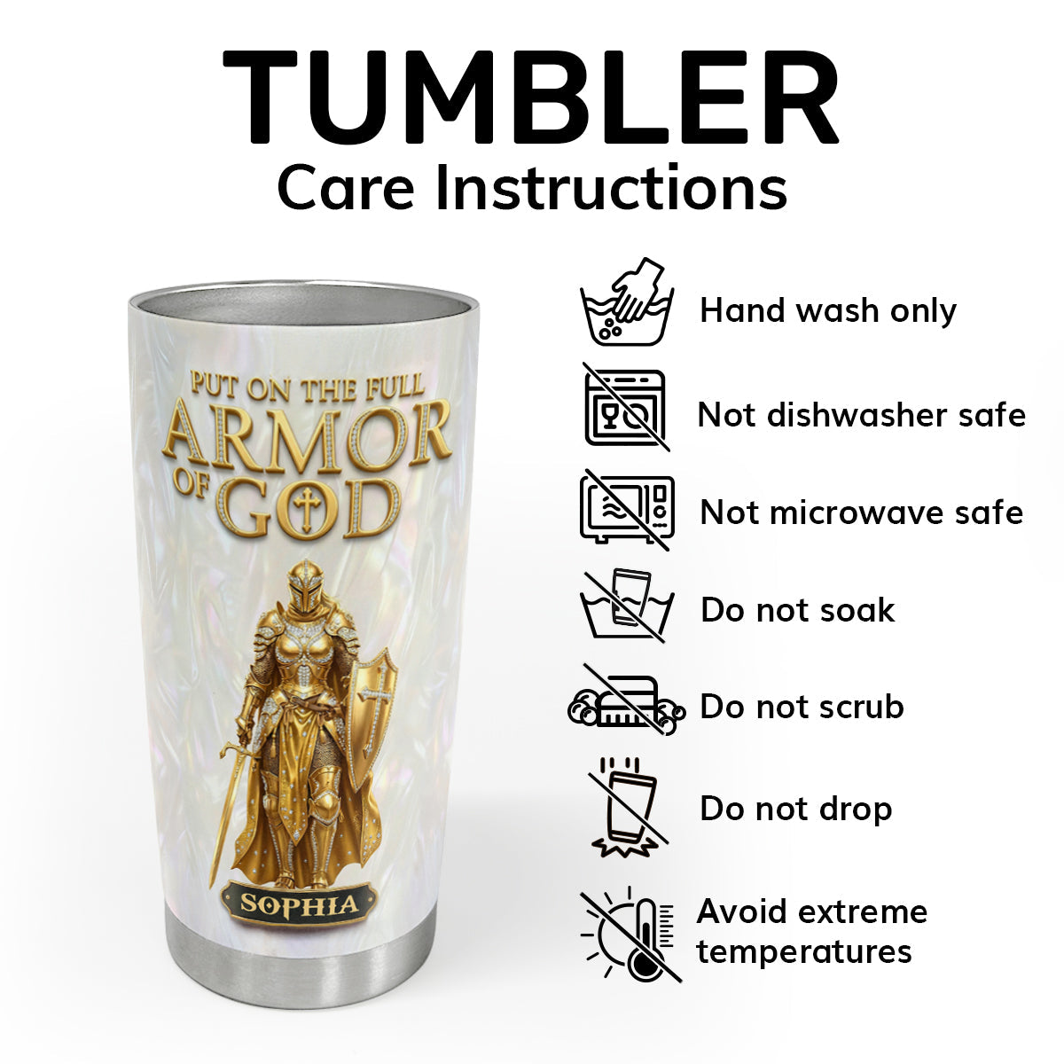 Full Armor of God - Personalized Stainless Steel Tumbler
