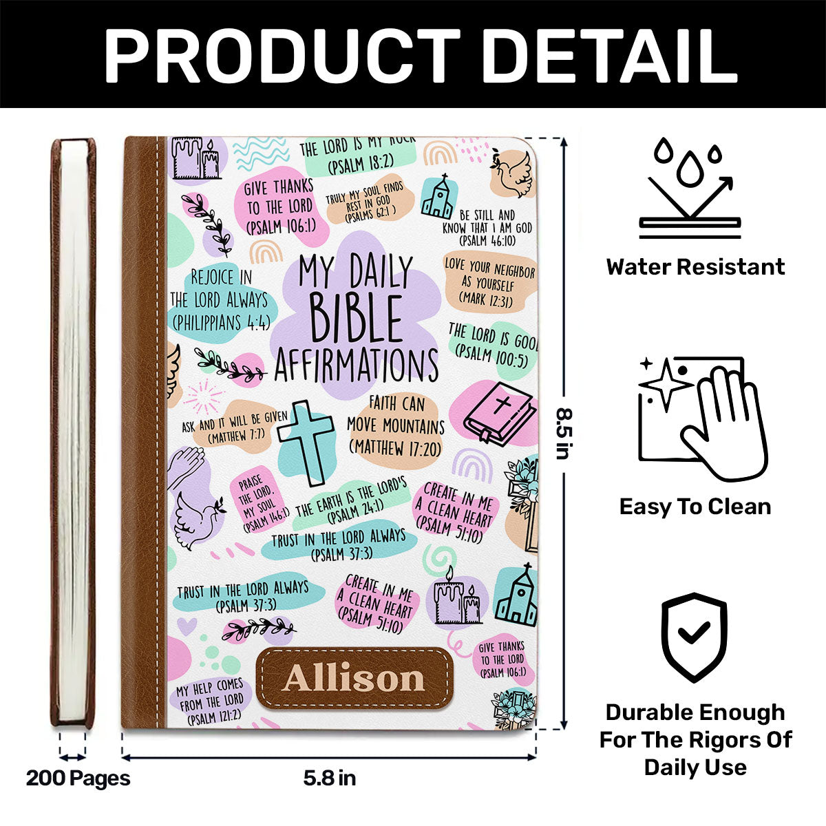 My Daily Bible Affirmations - Personalized Leather Notebook GMJSNB200071
