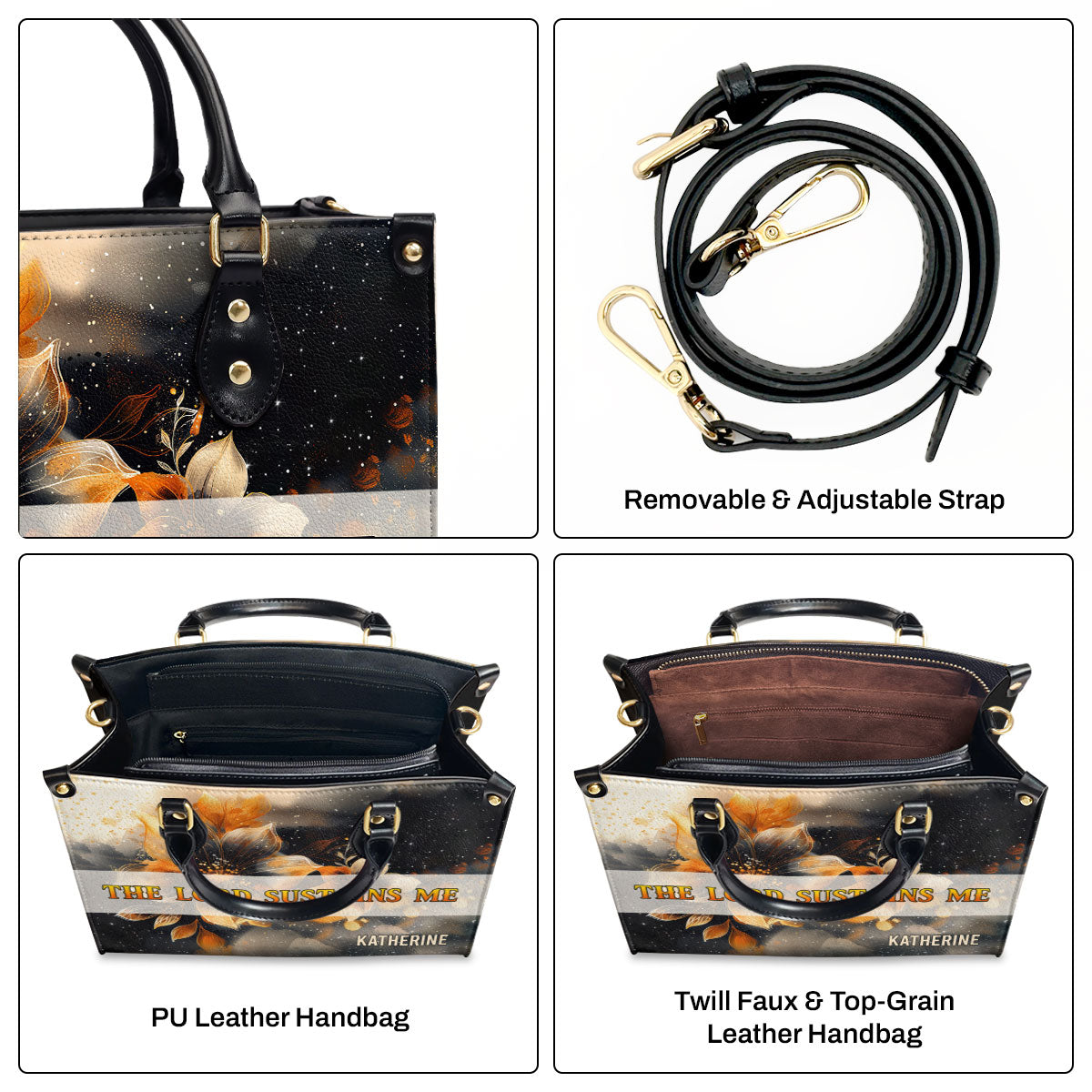 The Lord Sustains Me - Personalized Leather Handbag GMJSLB200014