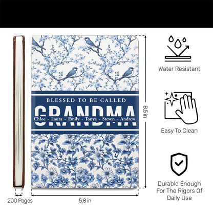 Family in Toile De Jouy - Personalized Leather Cover Notebook GMJSNB200061