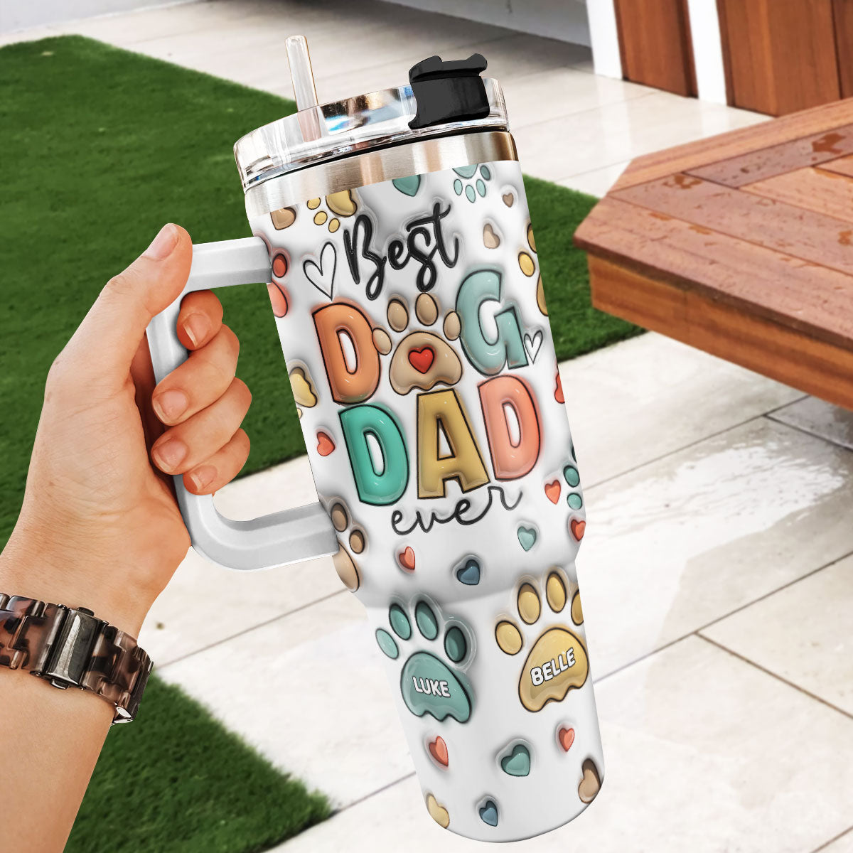 Best Dog Dad Ever - Personalized Stainless Steel Tumbler
