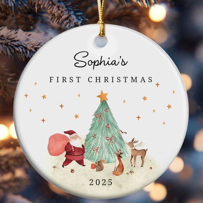 First Christmas - Personalized Round Ceramic Ornament GOJS10037
