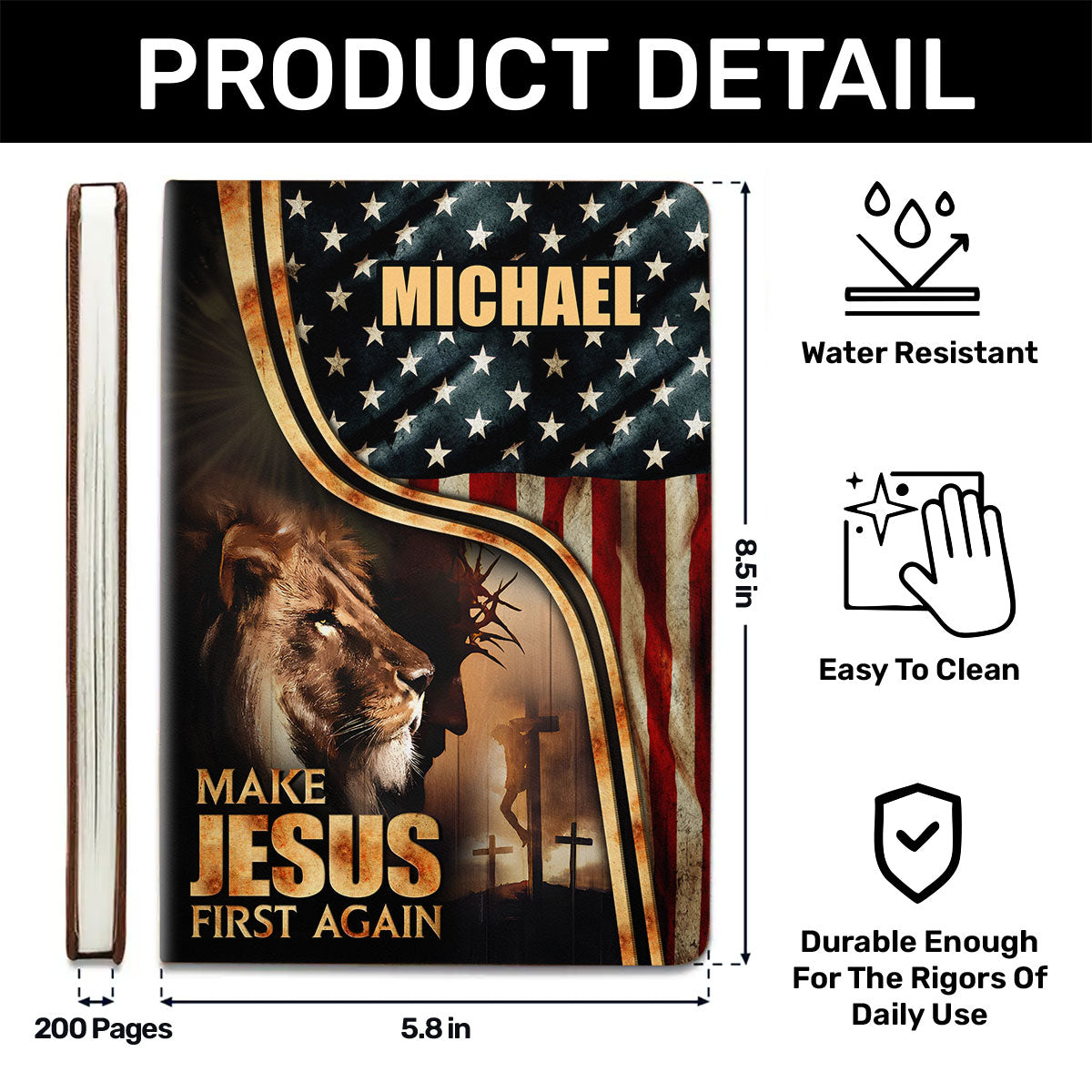 Make Jesus First Again - Personalized Leather Notebook GMJSNB200108