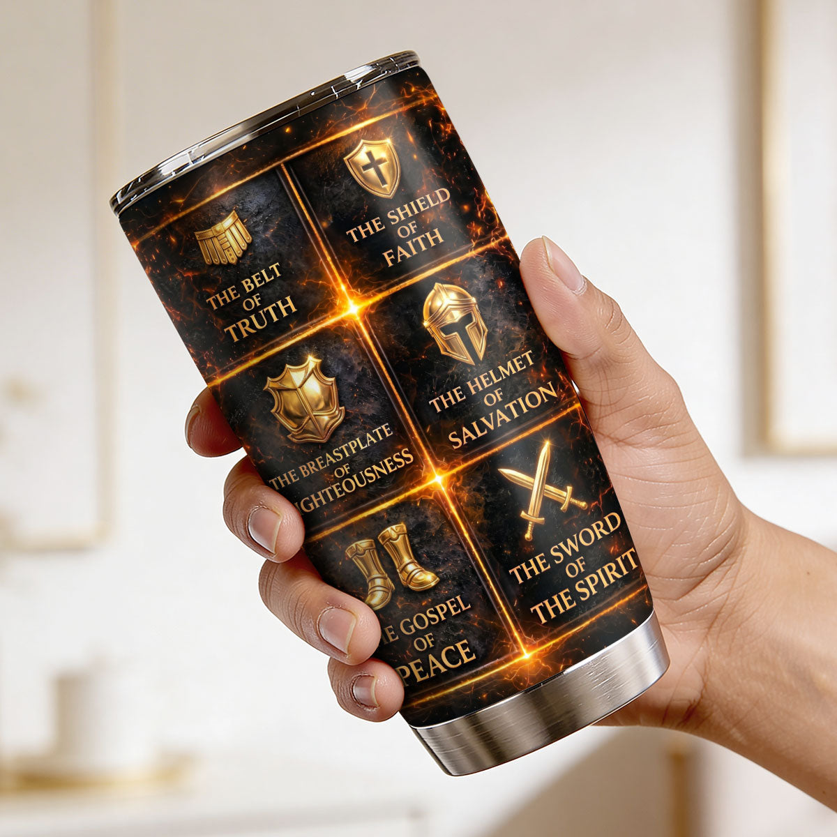 Warrior Of Christ - Stainless Steel Tumbler - Personalized Gift for Him