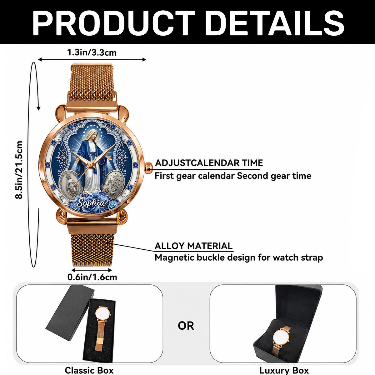 Midnight Miracle Of Mary - Personalized Women's Wrist Watch TC100015