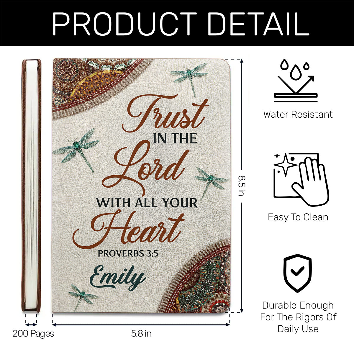 Trust In the Lord Notebook - Personalized Leather Cover GMJSNB200029