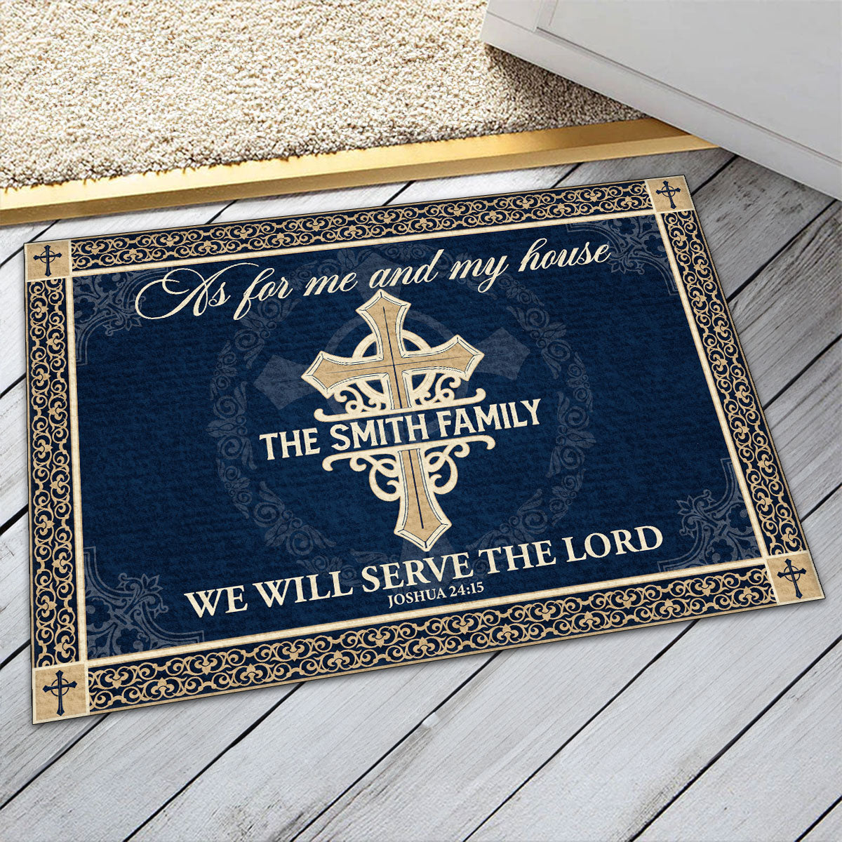 Serve The Lord - Personalized Doormat - Christian Home Decor