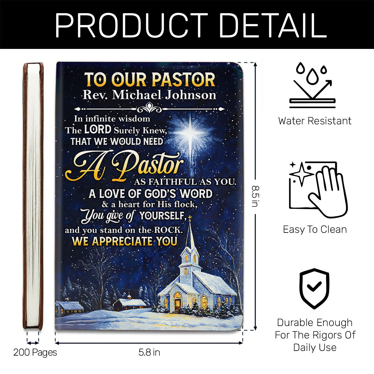 Faithful Pastor Tribute - Personalized Leather Cover Notebook GMJSNB200040