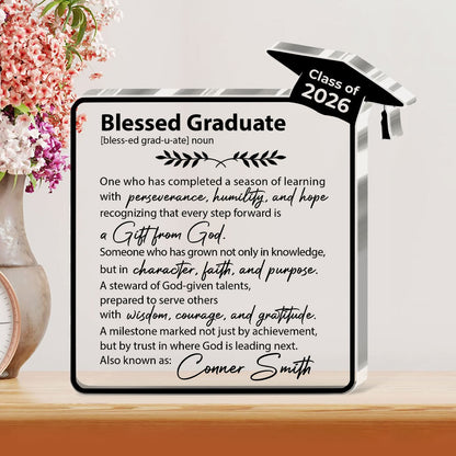 Faith-Inspired Graduation Keepsake - Personalized Acrylic Plaque GAPJS10096