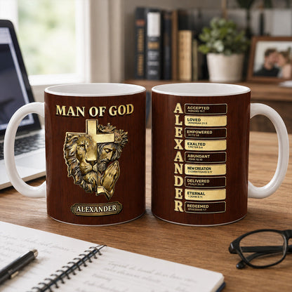 Man Of God - Personalized Ceramic Coffee Mug - Christian Faith Gift for Him