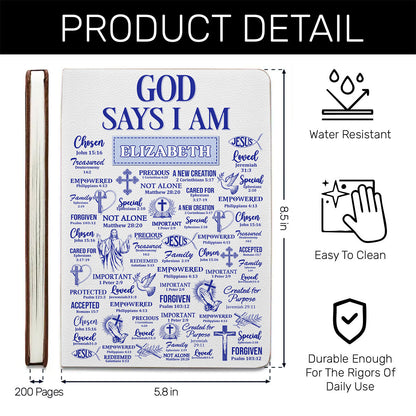 God Says I Am - Personalized Leather Cover Notebook GMJSNB200079