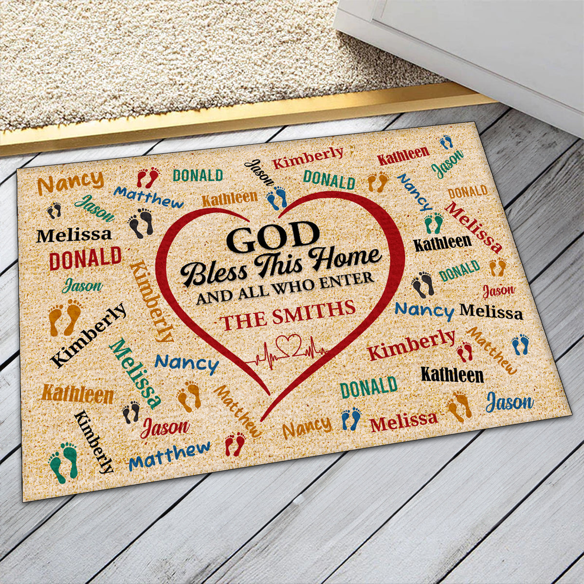 God Bless This Home - Personalized Doormat GDMJS10069