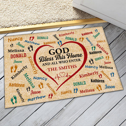 God Bless This Home - Personalized Doormat GDMJS10069