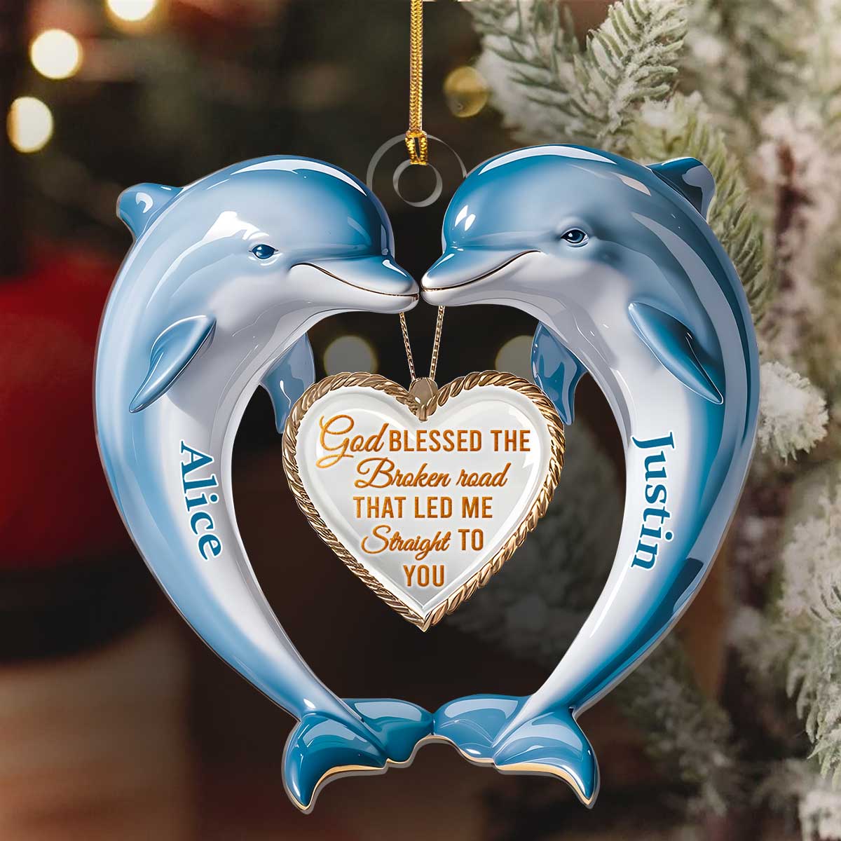 God Blessed The Broken Road - Acrylic Ornament - Personalized Gift for Couple GOJS10085