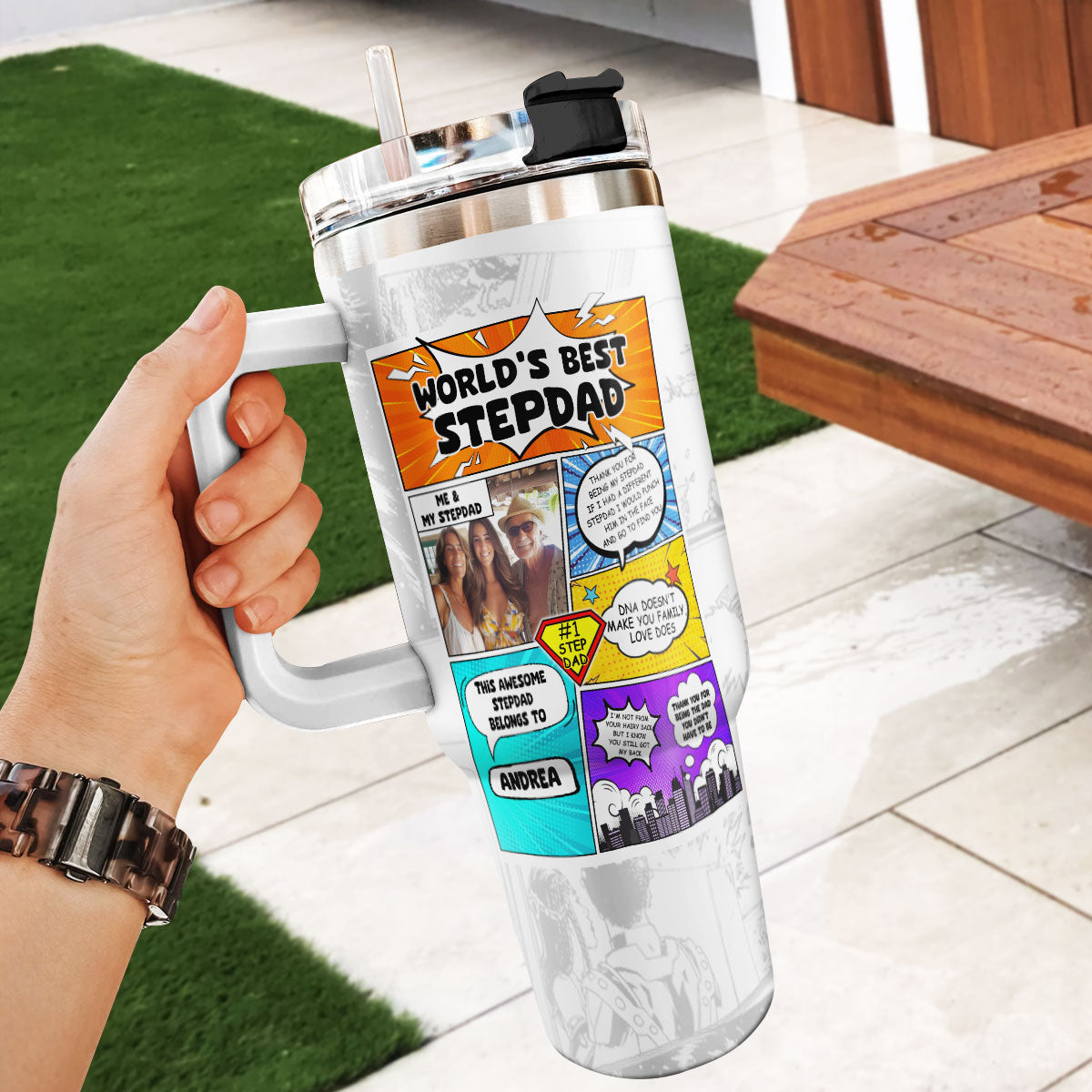 Sentimental Gift for Stepdad - Personalized Stainless Steel Tumbler 20oz
