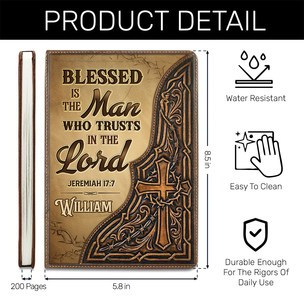 Blessed Is The Man Who Trusts In The Lord - Personalized Leather Cover Notebook GMJSNB200022