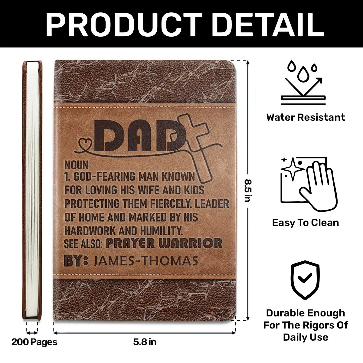 Dad Definition - Personalized Leather Cover Notebook GMJSNB200110