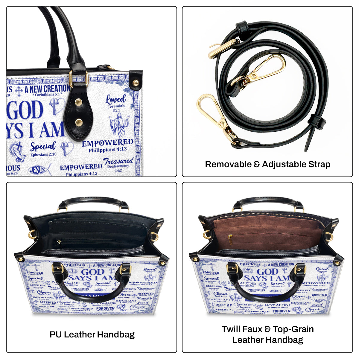 God Says I Am - Personalized Leather Handbag GMJSLB200084