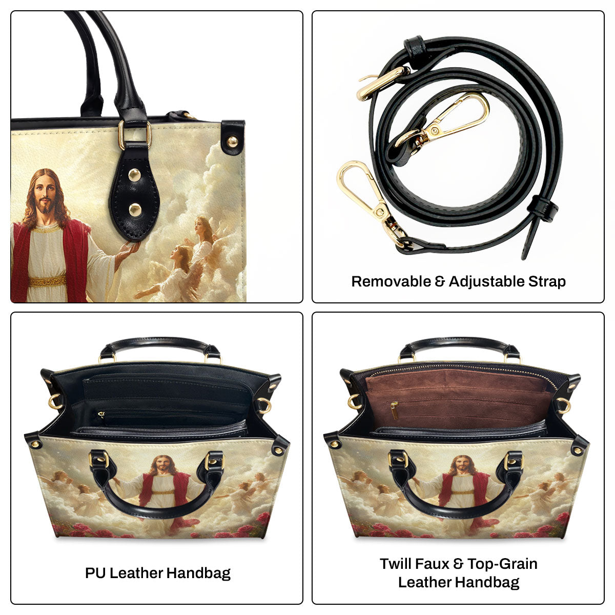 Christ Rising in Majesty - Leather Handbag - Inspirational Christian Accessory GMJSLB200099