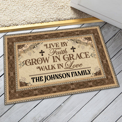 Live By Faith - Personalized Doormat - Christian Home Decor GDMJS10023