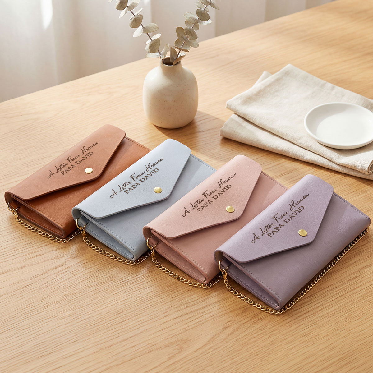 Letter From Heaven - Personalized Leather Envelope Wallet