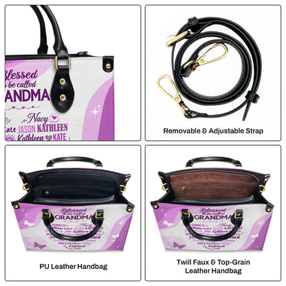 Blessed To Be Called Grandma - Personalized Leather Handbag GMJSLB200094