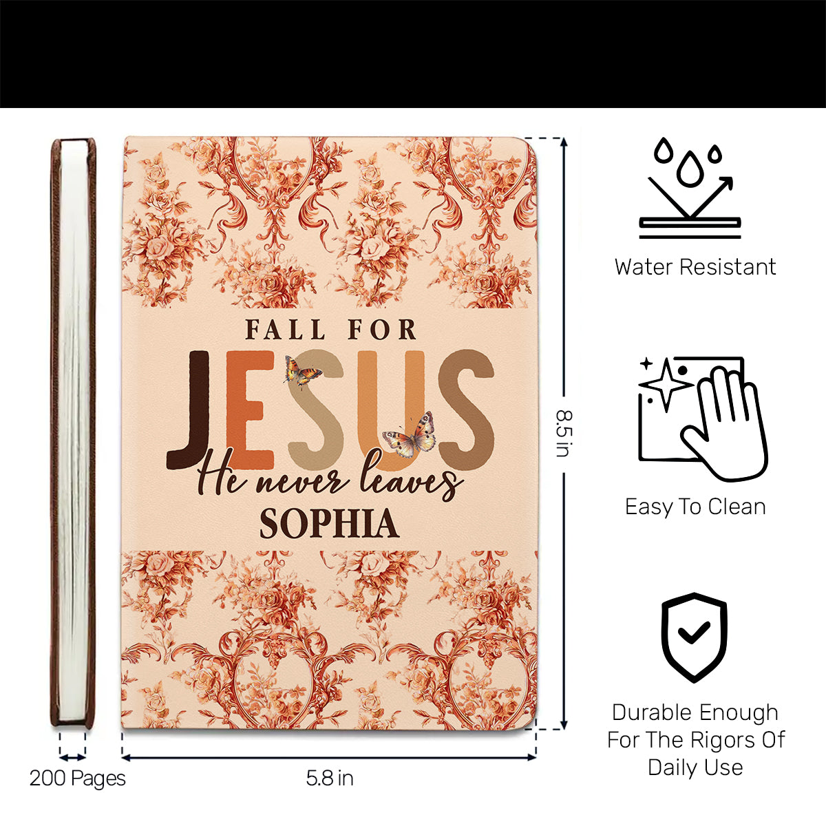 Fall for Jesus - Personalized Leather Cover Notebook GMJSNB200053