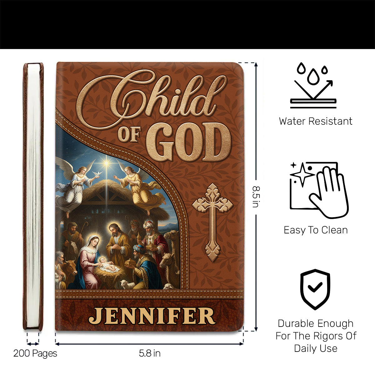 Child Of God - Personalized Leather Notebook GMJSNB200038