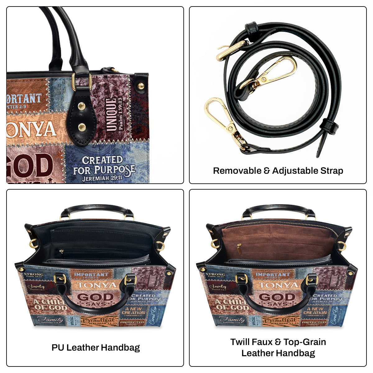 God Says I Am - Personalized Leather Handbag - Faith Inspirational Gift for Women GMJSLB200004