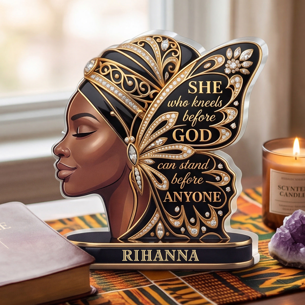 She Who Kneels Before God - Personalized Acrylic Plaque - Faith Keepsake GAPJS10076