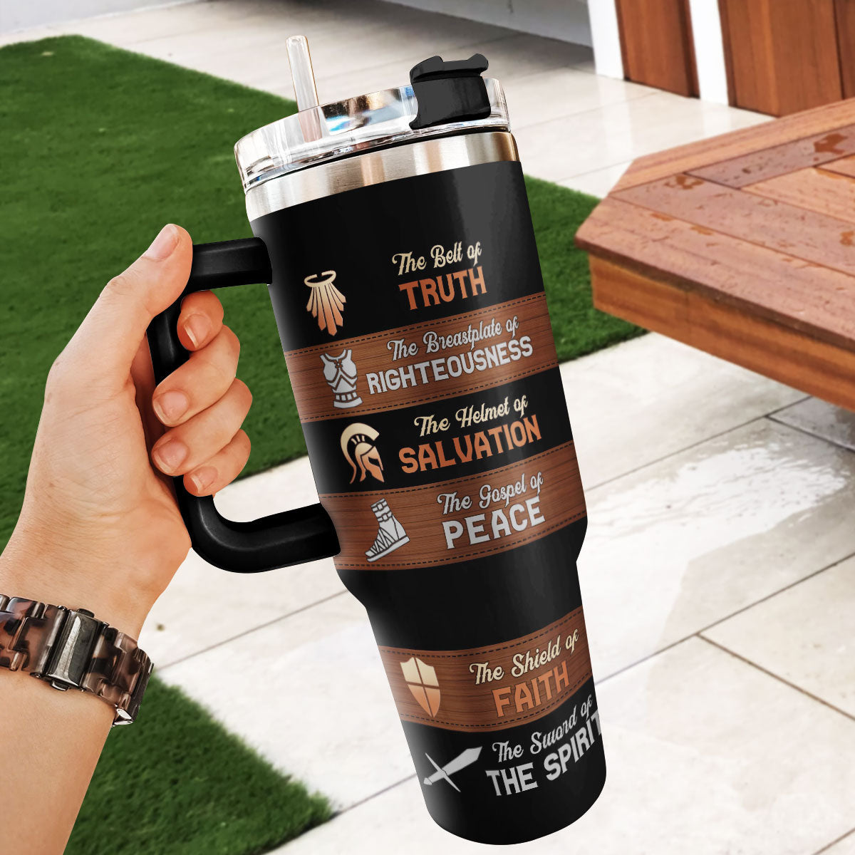 Put On The Full Armor Of God - Personalized Tumbler - Christian Inspirational