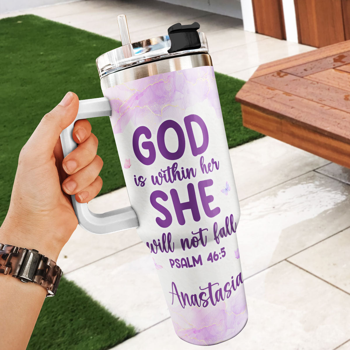 God Is Within Her - Personalized Stainless Steel Tumbler