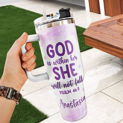 God Is Within Her - Personalized Stainless Steel Tumbler