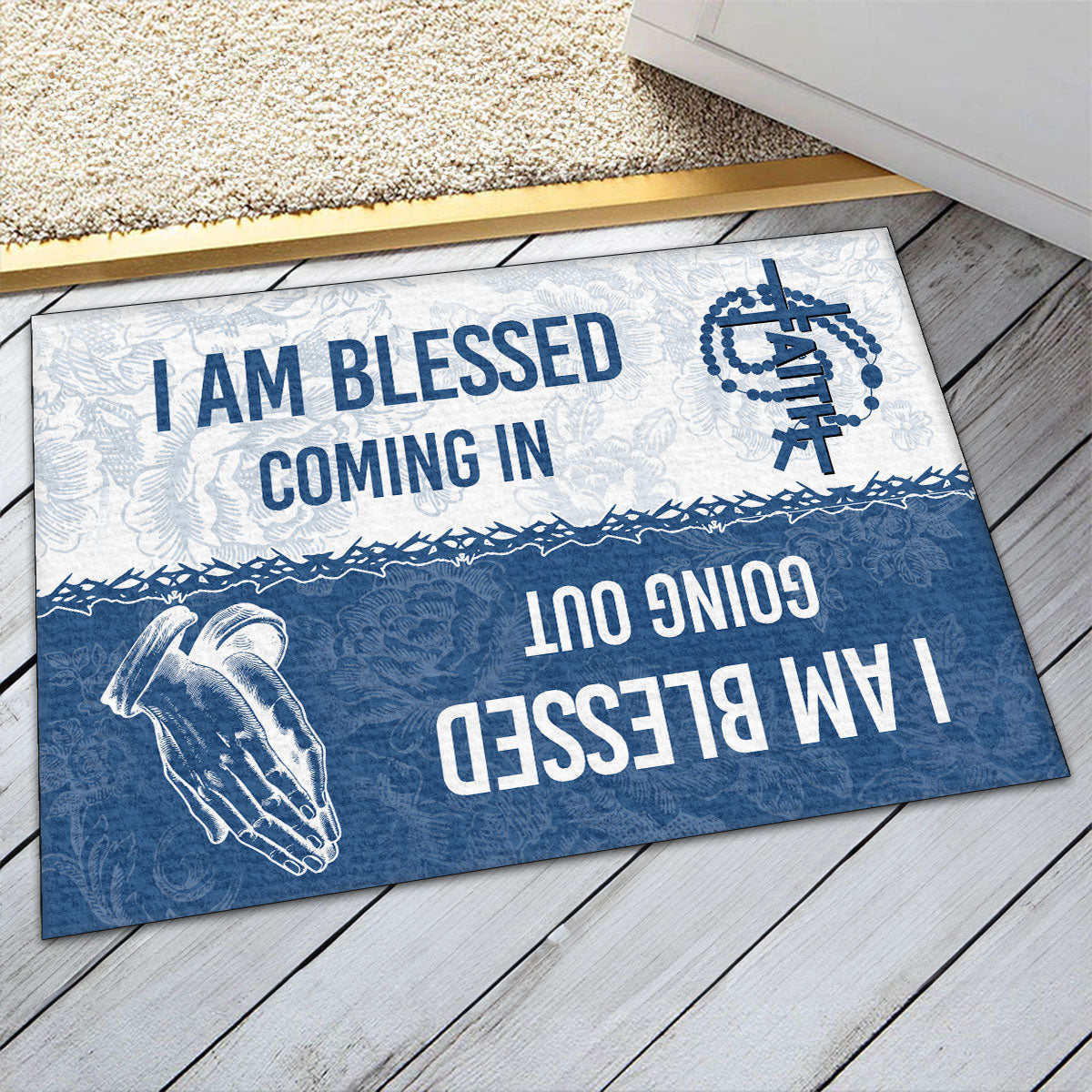 I Am Blessed Coming In - Inspirational Faith Doormat GDMJS10077