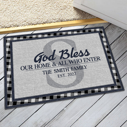 God Bless This Home - Personalized Doormat - Faithful Home Decor