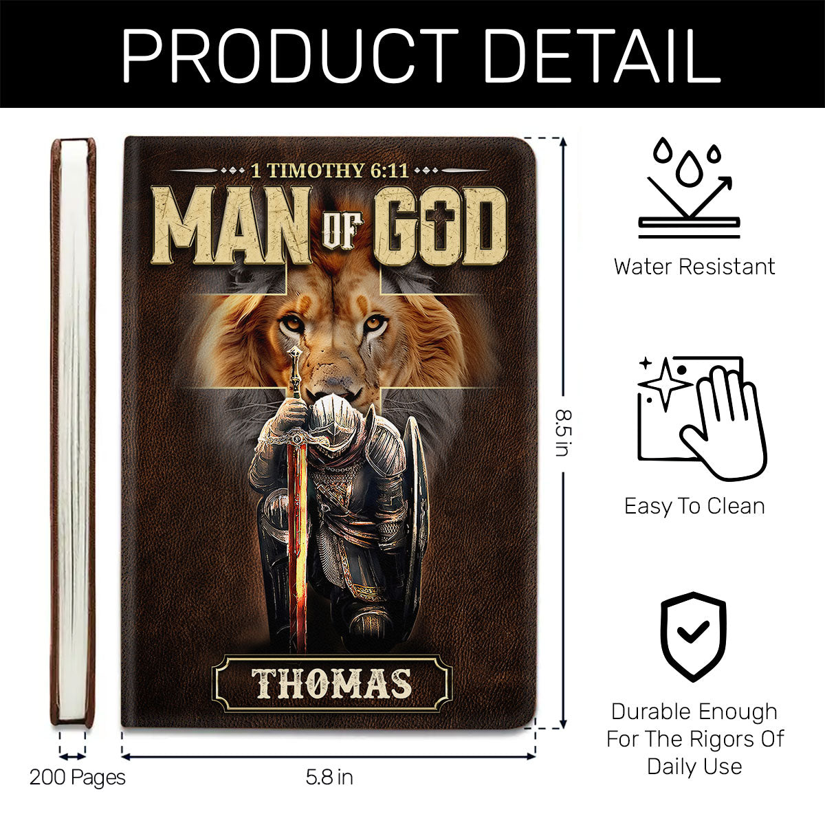 Man Of God - Personalized Leather Cover Notebook GMJSNB200066