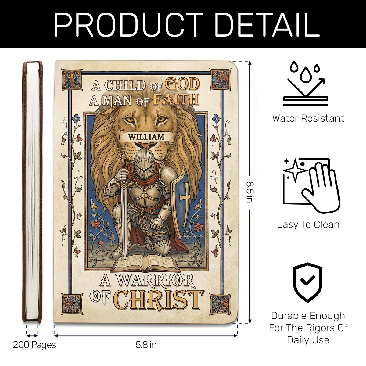 A Child Of God - Personalized Leather Cover Notebook - Gift For Men GMJSNB200005