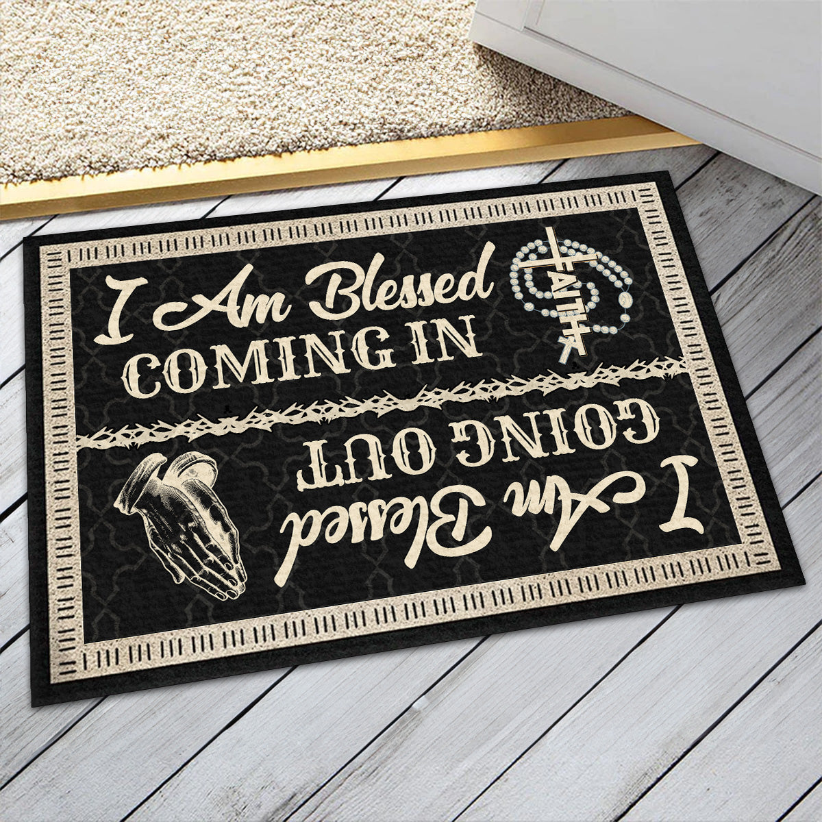 Blessed - Inspirational Christian Doormat - Rustic Home Decor GDMJS10057