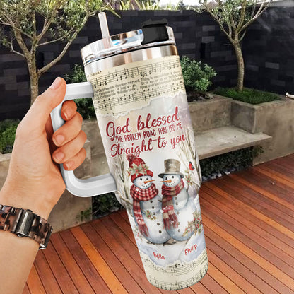 God Blessed The Broken Road - Personalized Tumbler