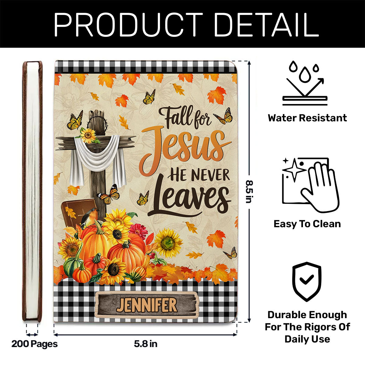 Fall For Jesus - Personalized Leather Cover Notebook GMJSNB200081
