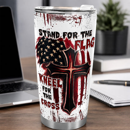 Stand For The Flag, Kneel For The Cross - Personalized Tumbler
