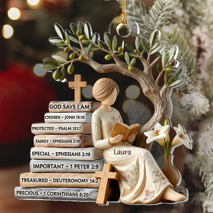 God Says I Am - Personalized Acrylic Ornament - Gift For Her GOJS10013