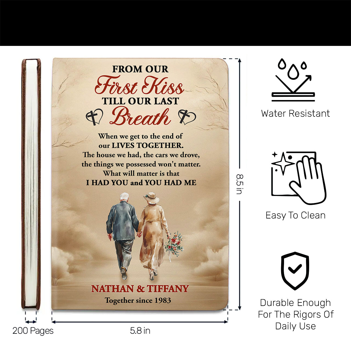 From First Kiss to Last Breath - Personalized Leather Notebook GMJSNB200083