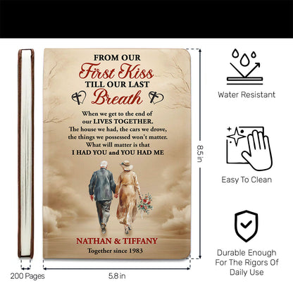 From First Kiss to Last Breath - Personalized Leather Notebook GMJSNB200083
